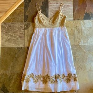 Donna Morgan white and tan summer dress